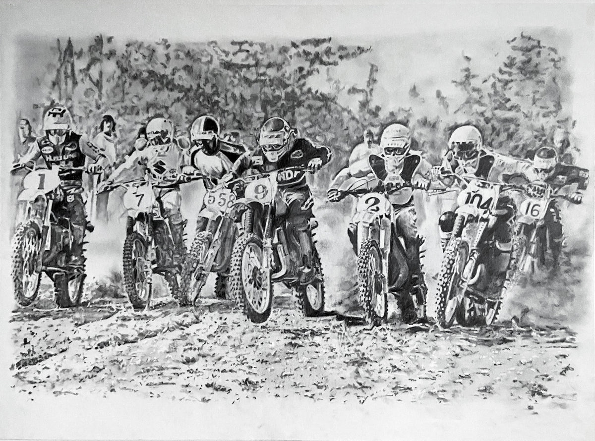 Artist Print 1977 Trans Am St Louis Motocross Start Decoster Smith