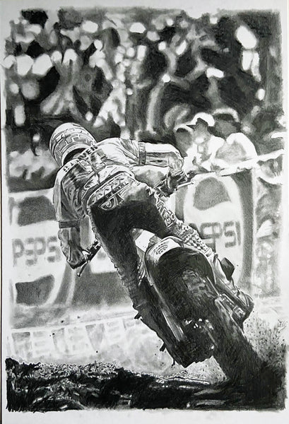 Original Artist Drawing Broc Glover Drawing 1988 Hangtown Motocross Classic