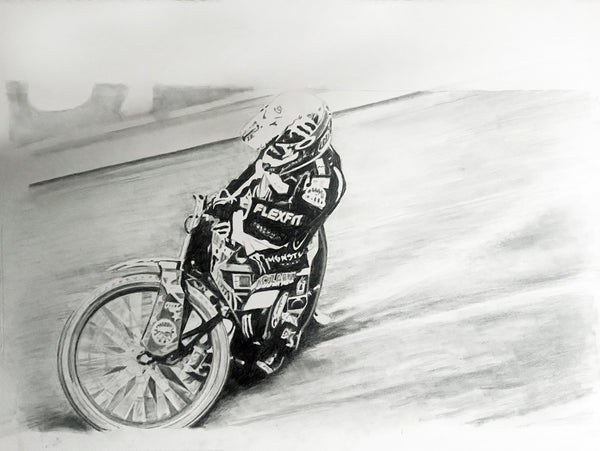 Original pencil drawing Greg "Herbie" Hancock. World Champion of Speedway 