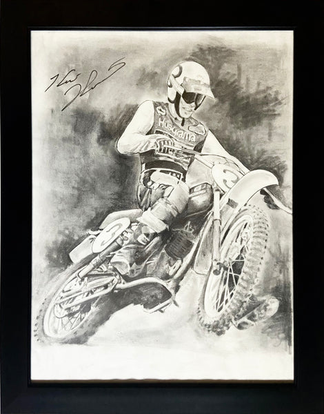 Original Drawing Of Kent Howerton Signed By Kent 1976 Motocross Nationals 500cc