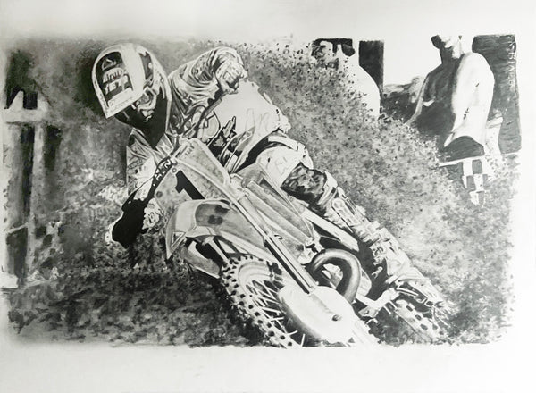 Original Drawing Of Jeff Stanton American Motocross Champion