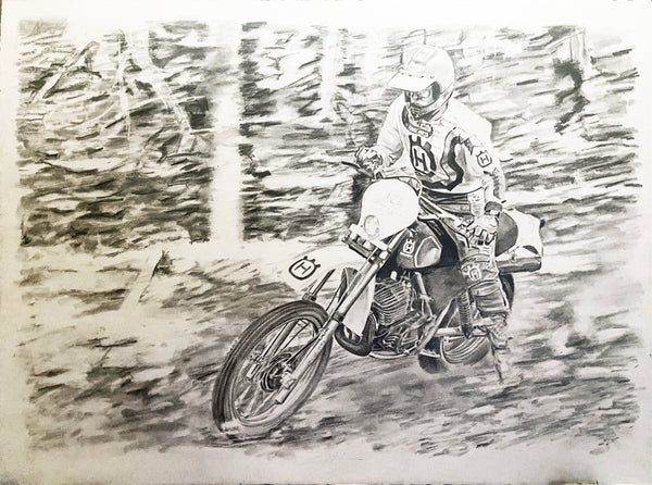 Original Drawing Dick "King Richard" Burleson AMA National Enduro Champion