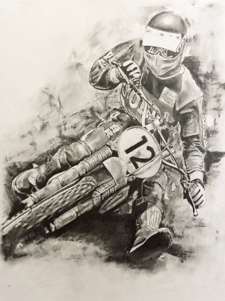 Original Drawing Of Marty Smith #12 Motocross 1975 SoCal 250 Nationals